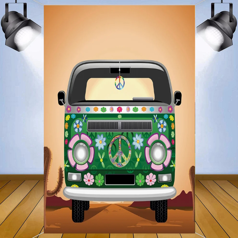 Party Games Bus - Photography Backdrop Two Groovy Party Hippie