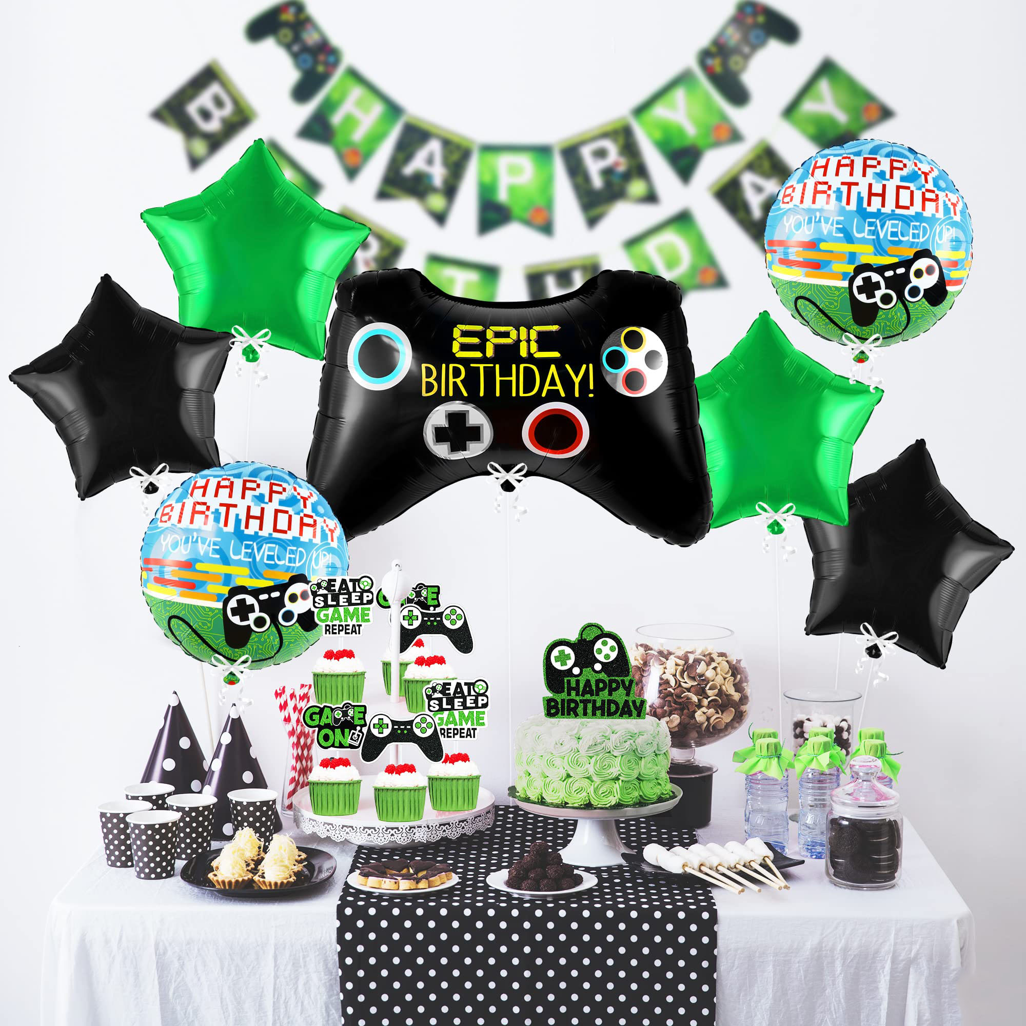 7pcs Video Game Mylar Balloons - مراجعة Party Games Using Balloons وسعره