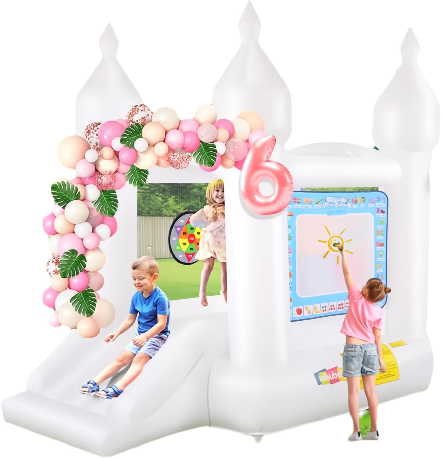 Inflatable Bounce House with S - مراجعة Party Games Using Balloons وسعره