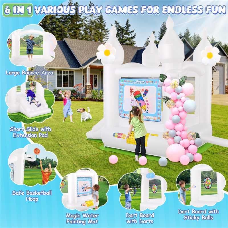 Inflatable Bounce House with S - مراجعة Party Games Using Balloons وسعره