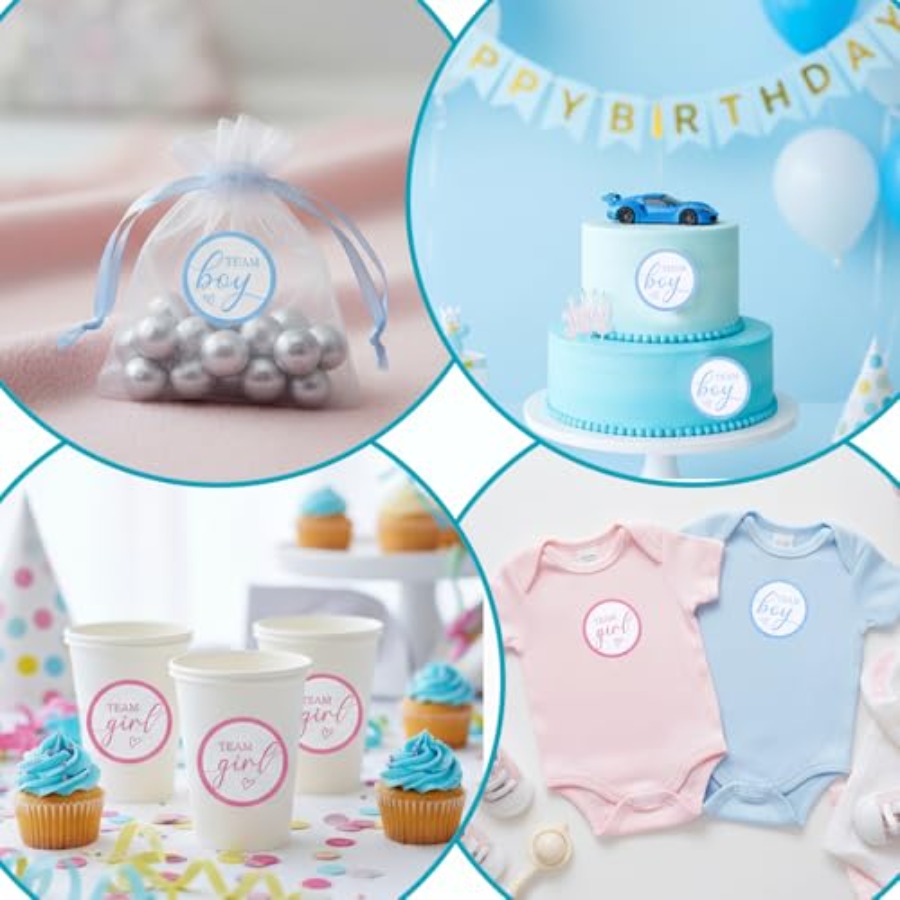120 Pcs Gender Reveal Stickers - مراجعة Party Games Gender Reveal وسعره