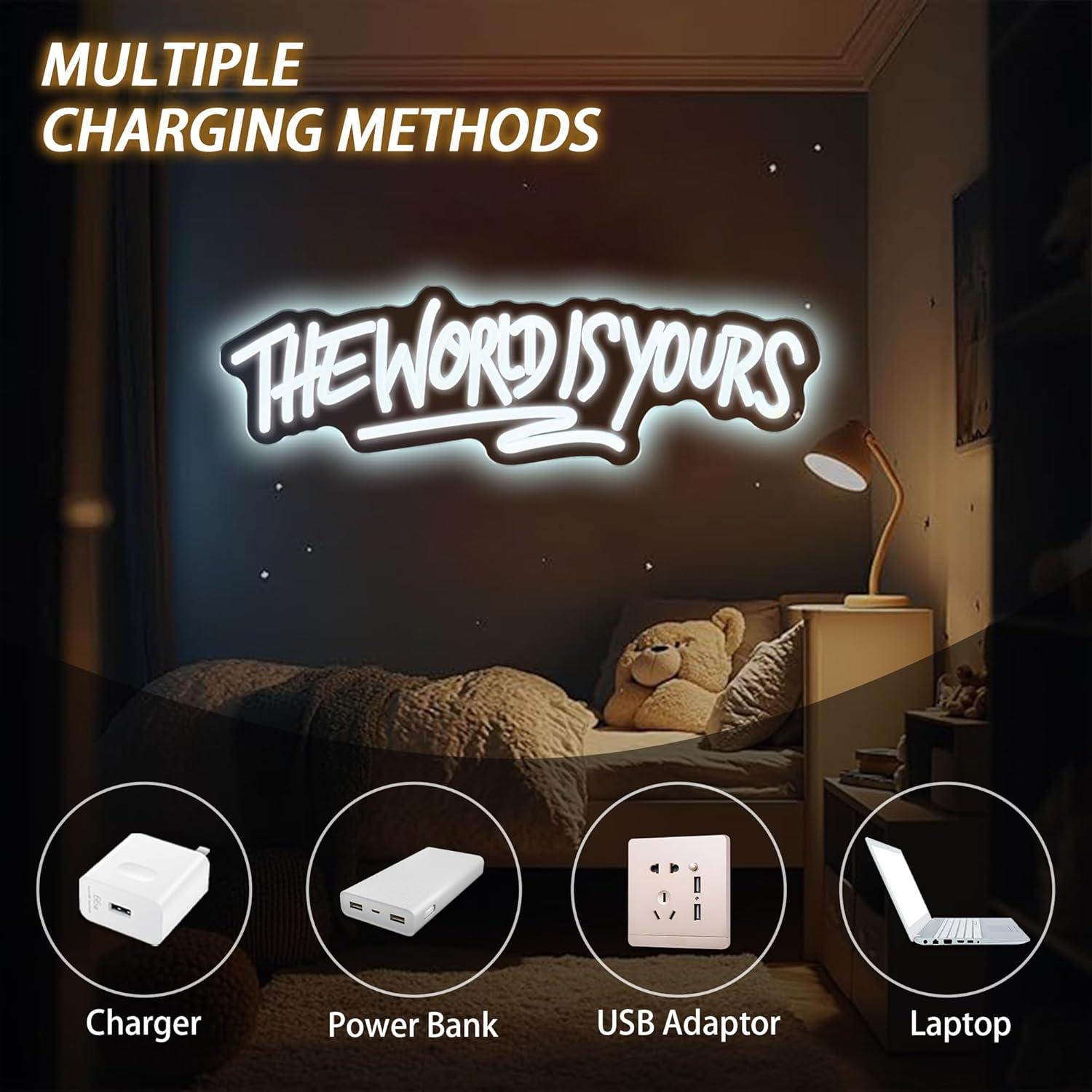 The World is Yours Neon Sign U - مراجعة Party Games Birthday وسعره