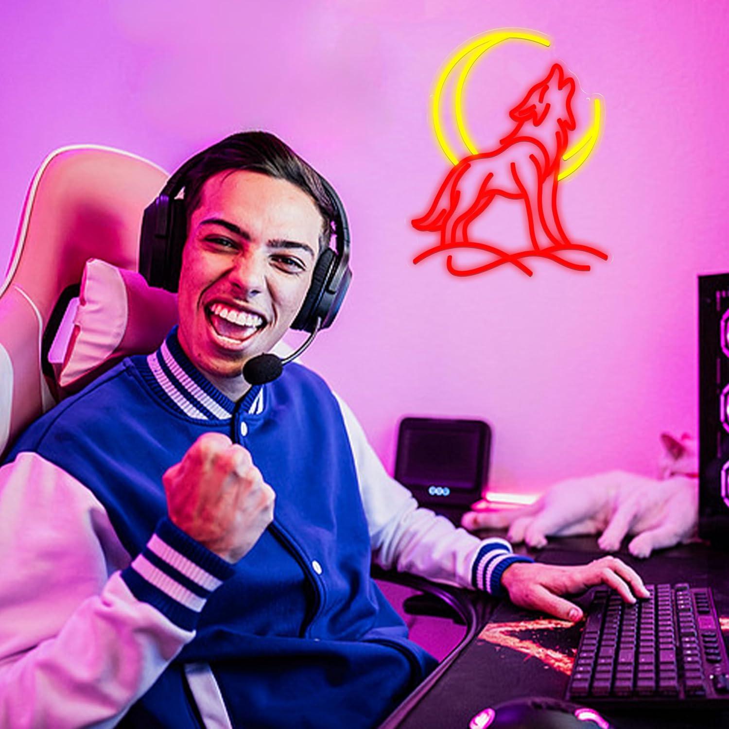 Howling Wolf Neon Sign Dimmabl - مراجعة Party Games Gifts وسعره